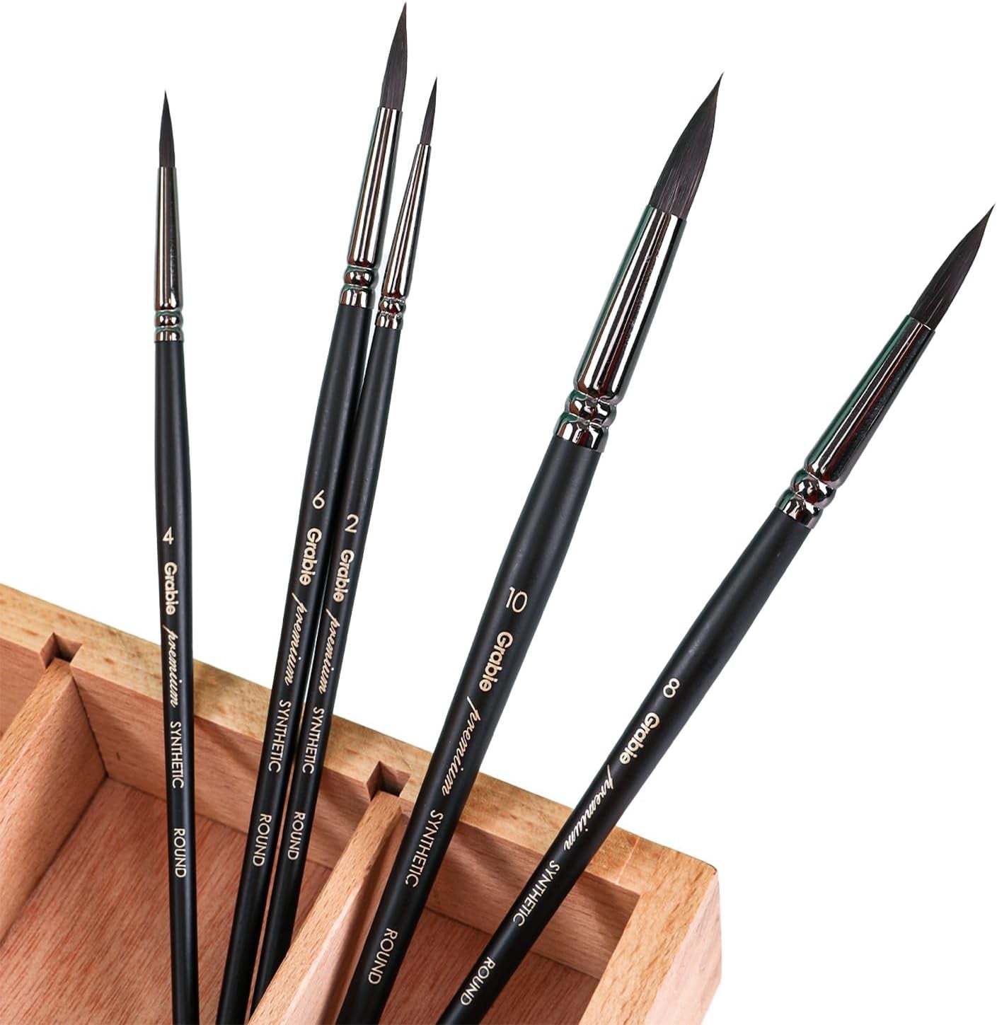 Professional Synthetic round Paint Brush Set of 5,Watercolor Paint Brushes, Art Supplies for Painting, round Pointed Tip Soft Anti-Shedding,Detail Artist Paint Brush