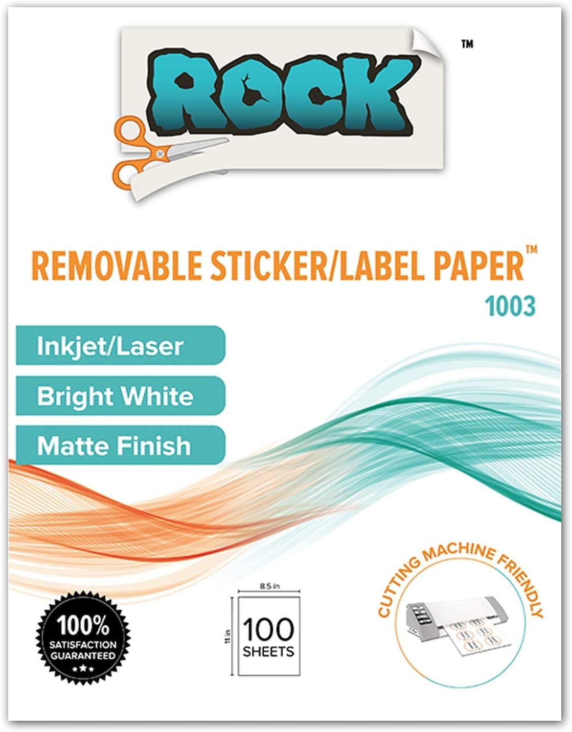 Paper Scissors Removable Sticker Paper 8.5"X11" 100 Count