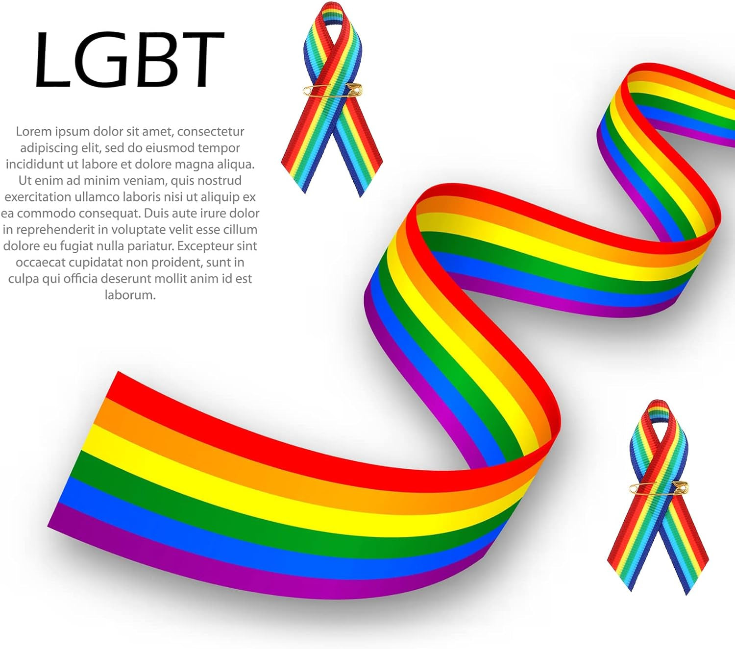 Ribbon Rainbow Pins Gay Pride Ribbon with Safety Pins Bulk, Satin LGBTQ Pins for Pride Parades, Gay Pride Satin Pins for Women Men Clothes Bag Decoration, 6.3 X 0.5 Inch (250 Pieces)