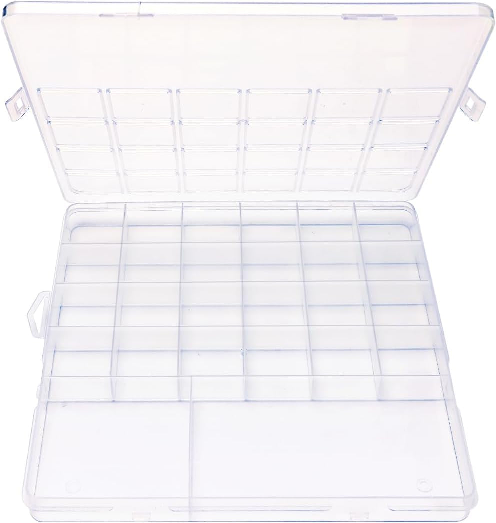 26 Grids Bead Organizer Box (1.7Cm Thick), Arts DIY Crafts Jewelry Organizers and Storage Box, Dividers Plastic Bead Storage Box, Craft Storage for Beads, Jewelry, Small Charms.