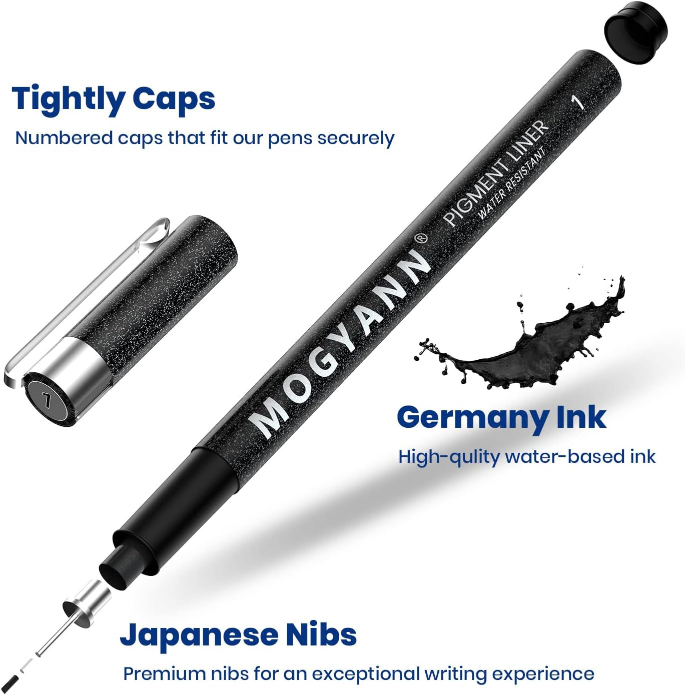 Art Pens, Black Drawing Pens 8 Size Ink Pens Set for Artist Writing, Sketching, Manga, Anime