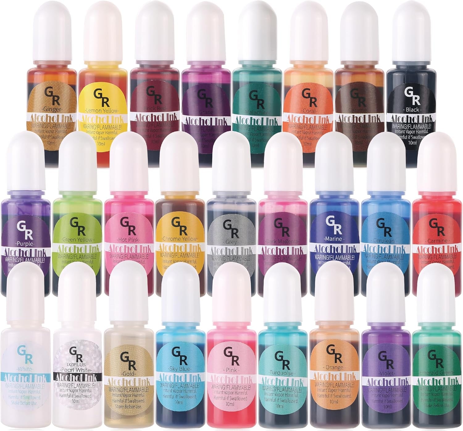 Alcohol Ink Set -26 Colors Alcohol Based Ink for Resin Art, Fluid Art,Resin Craft,Resin Petri Dish，Alcohol Ink Paint for Yupo,Tumbler (Normal 26 Color Set)