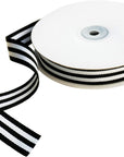 Black and White Taffy Striped Fabric Grosgrain Ribbon 1-1/2 Inch Wide 25 Yards Black Striped Ribbon for Bouquet Favor Christmas Thanksgiving Gifts Wraps Craft Trim Embellishments Supplies Decoration