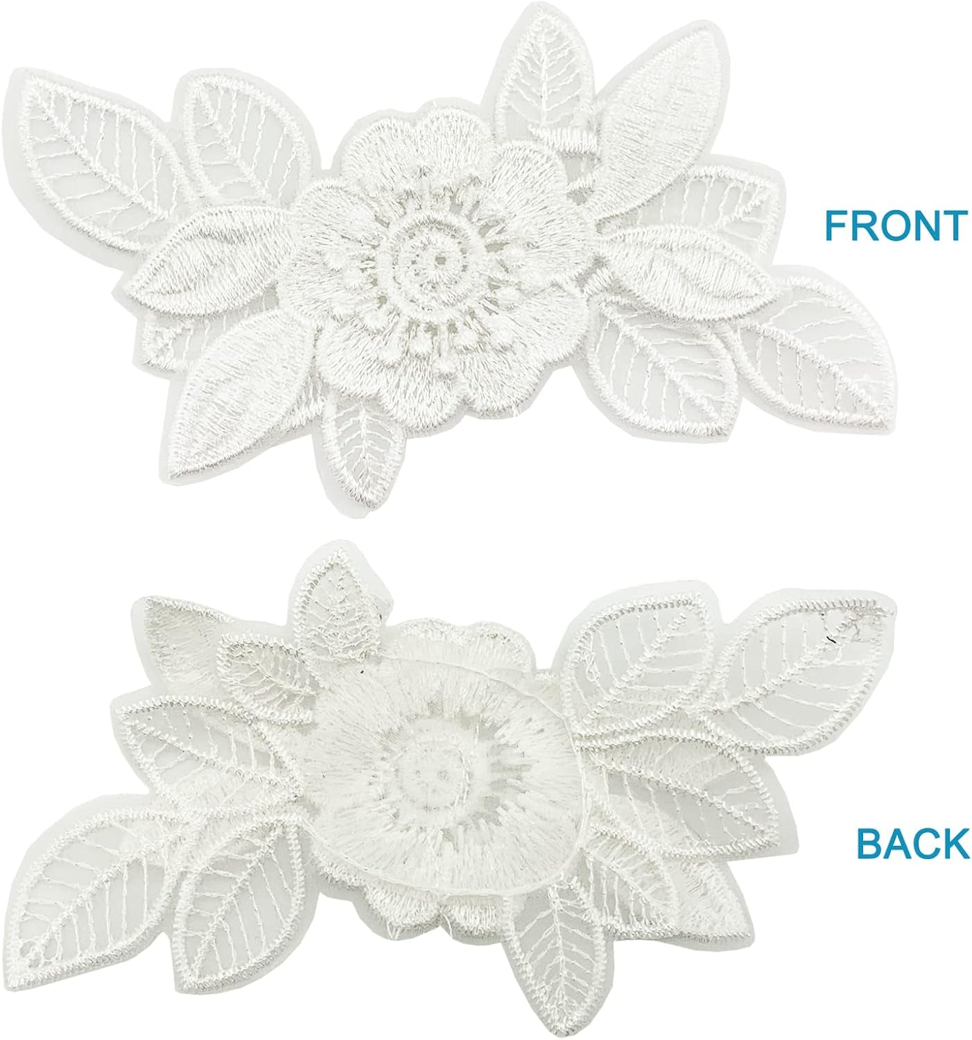 12 Pieces Flower Lace Embroidered Applique 3D Floral Sew on Patches for Clothes Repairing Decorating Wedding Dress DIY Sewing Craft (White)