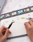 Bead Design Board with Beading Mat Kit, Grey Flocked, All-In-One Jewelry String Beading Needles Jewelry Organizer Tray for Creating Bracelets, Necklaces and Other Jewelry Making Craft