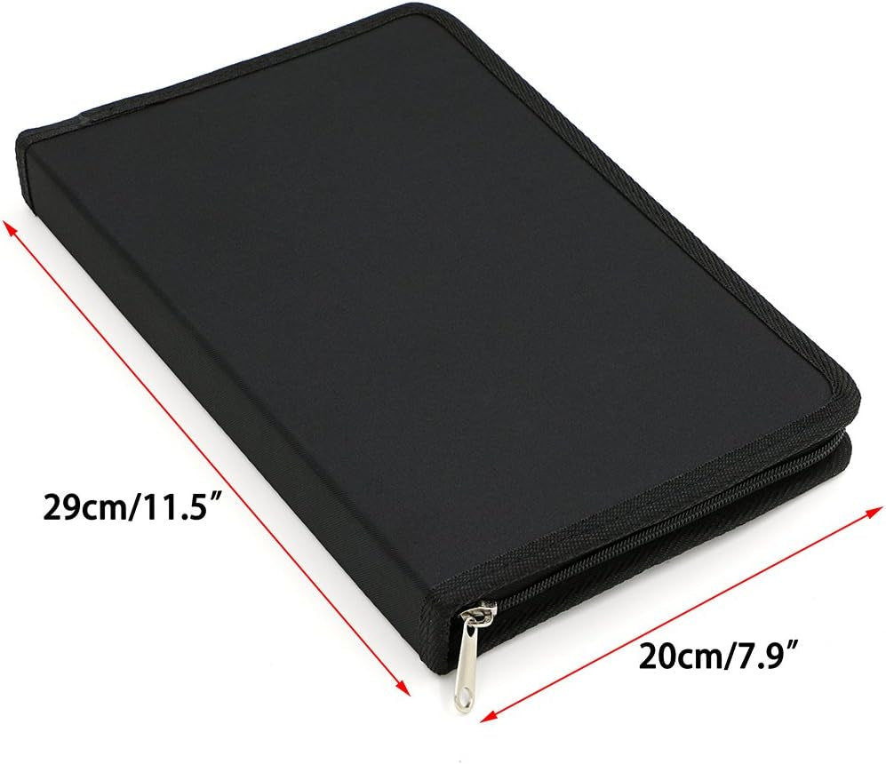 ® Portable Canvas Zippered Colored Pencil Case-Super Large Capacity 72 Slot Pencil Bag Pouch for Watercolor Pencils(Black)