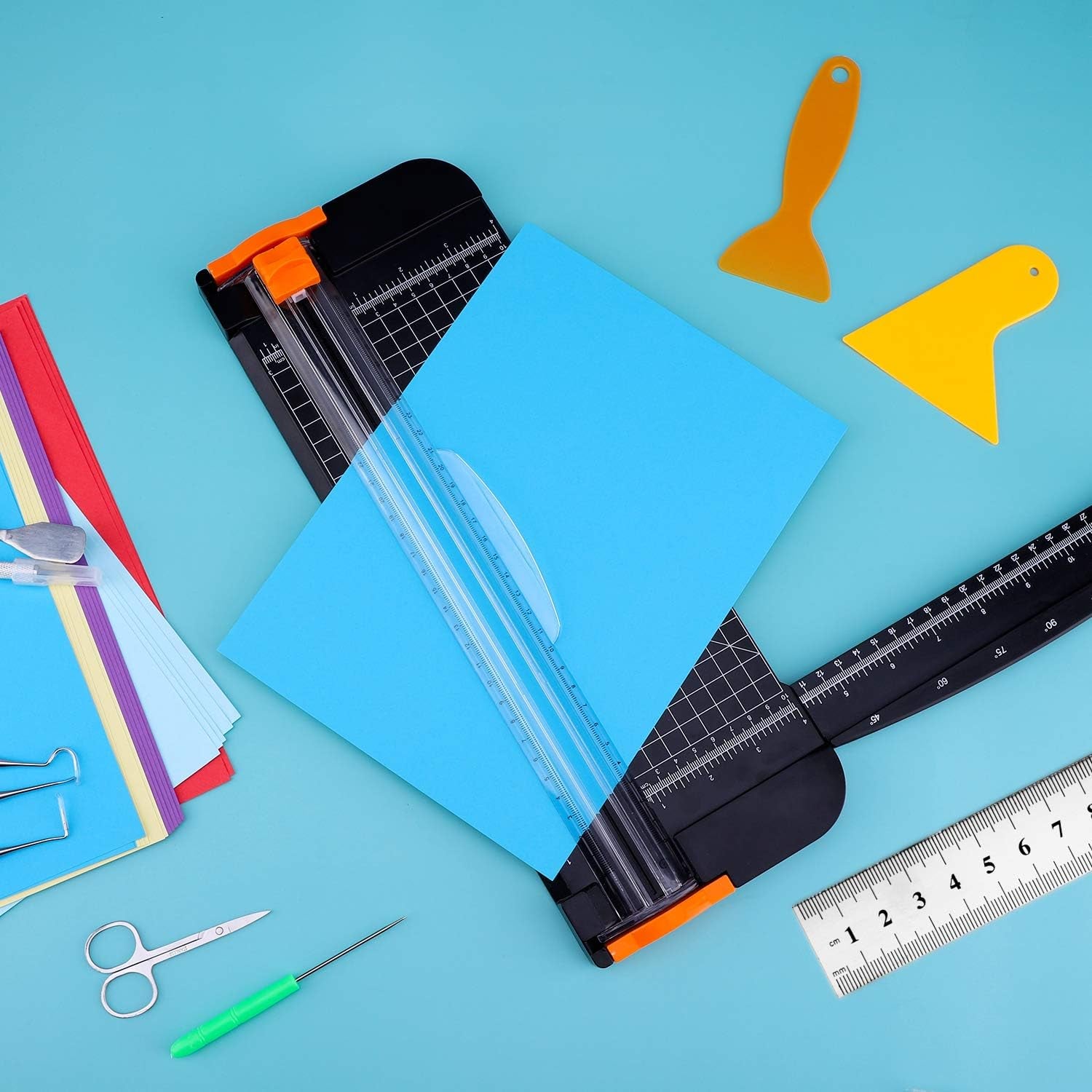 23PCS Weeding Tools for Vinyl, Craft Weeding Tools Set with 12Inch Paper Cutter and Trimmer for Scrapbooking,Silhouettes,Cameos,Lettering,Cutting,Craft Paper, Labels and Cardstock(Black)