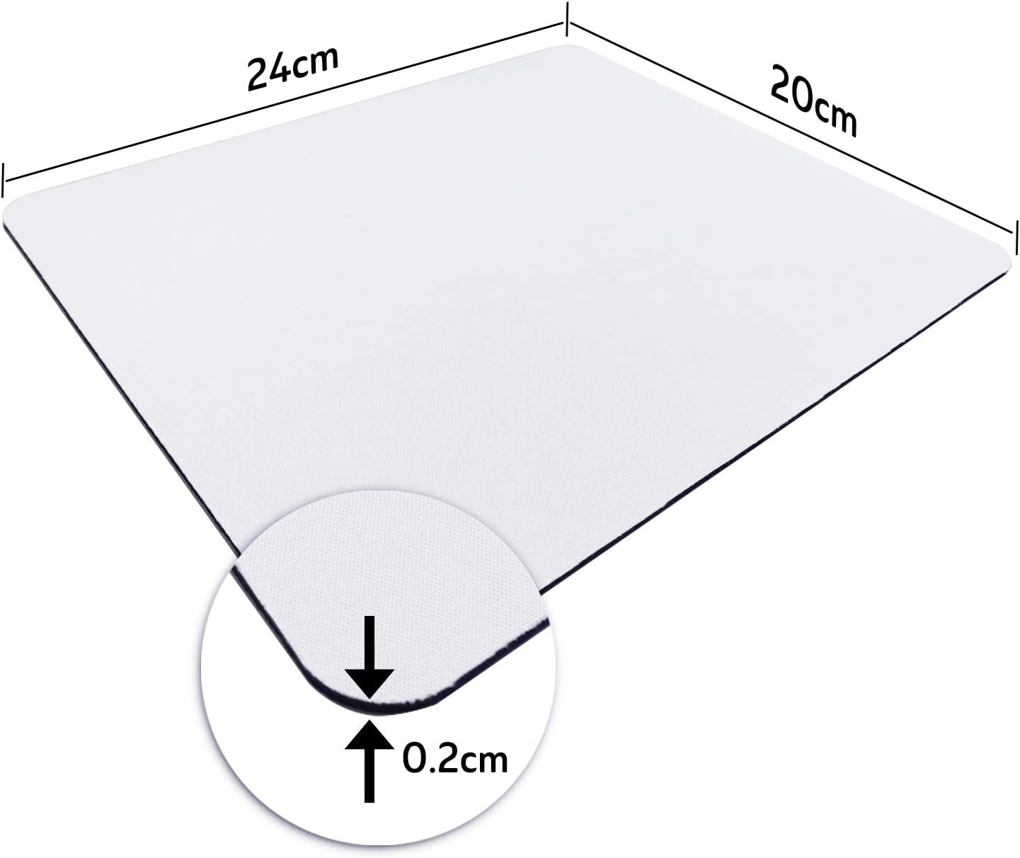 Sublimation Mouse Pad Blank Rectangular Blanks 12 Pcs for Sublimation Transfer Heat Press Printing Crafts 24X20X0.2Cm White