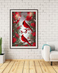 5D Diamond Painting Kits for Adults Full Drill North American Cardinal Kit Embroidery Rhinestone Painting round Drill Cardinal Birds Paint with Diamond for Christmas Home Wall Decor 12X16