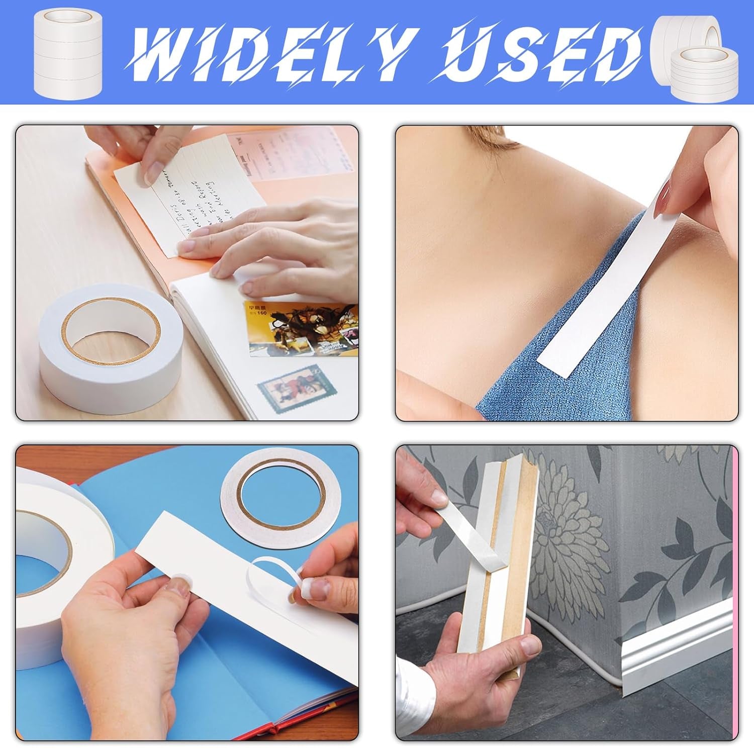 14 Rolls Double Sided Tape for Crafts Scrapbooking Multi-Purpose and Multi-Size Tape for Arts, Photography, Gift Boxes, Card Making, Paper Backing, Office Supplies(3Mm/5Mm/8Mm/10Mm/12Mm/15Mm/18Mm)