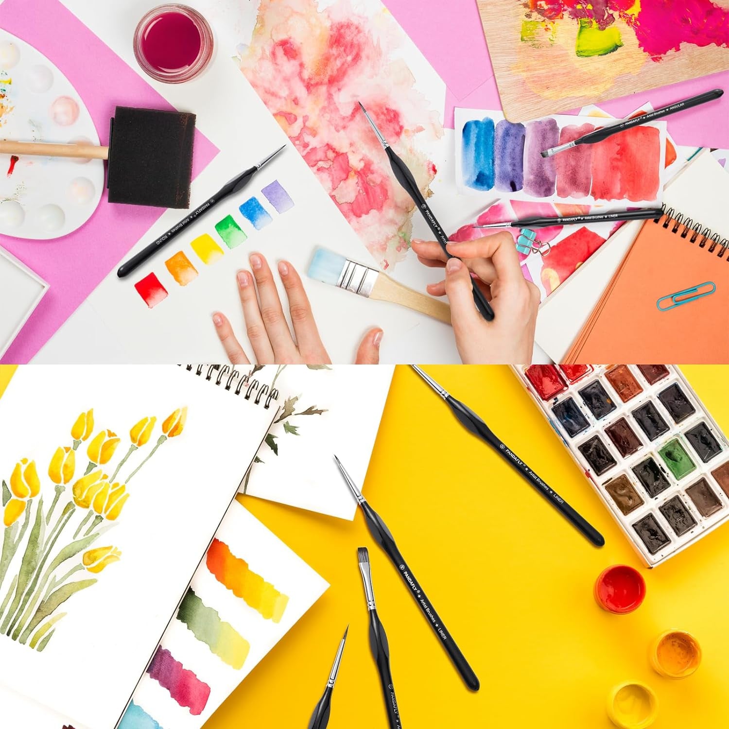 Detail Paint Brushes Set, 15Pcs Miniature Brushes for Fine Detailing &amp; Art Painting - Acrylic, Oil, Watercolors &amp; Paint by Number, Models, Face, Nail, Craft, Warhammer 40K