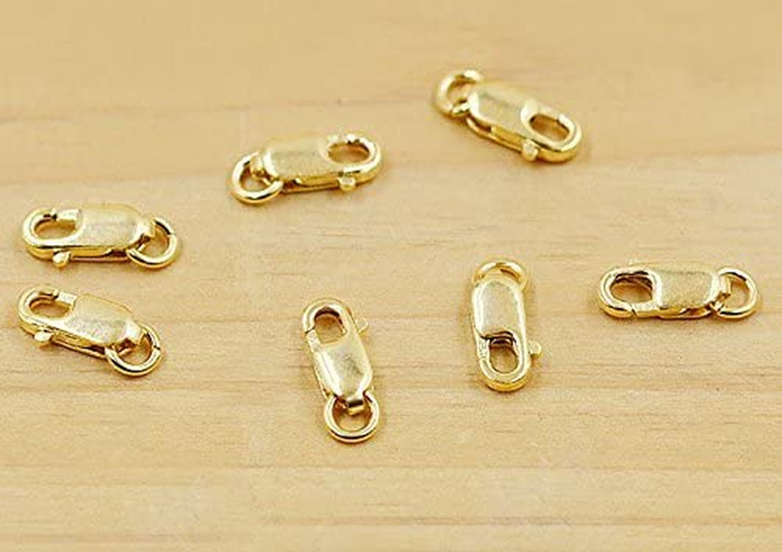 4Pcs/Set 14K Solid Yellow Gold Jewelry Lobster Clasp Bead Open Jump Ring (8Mmx3Mm)