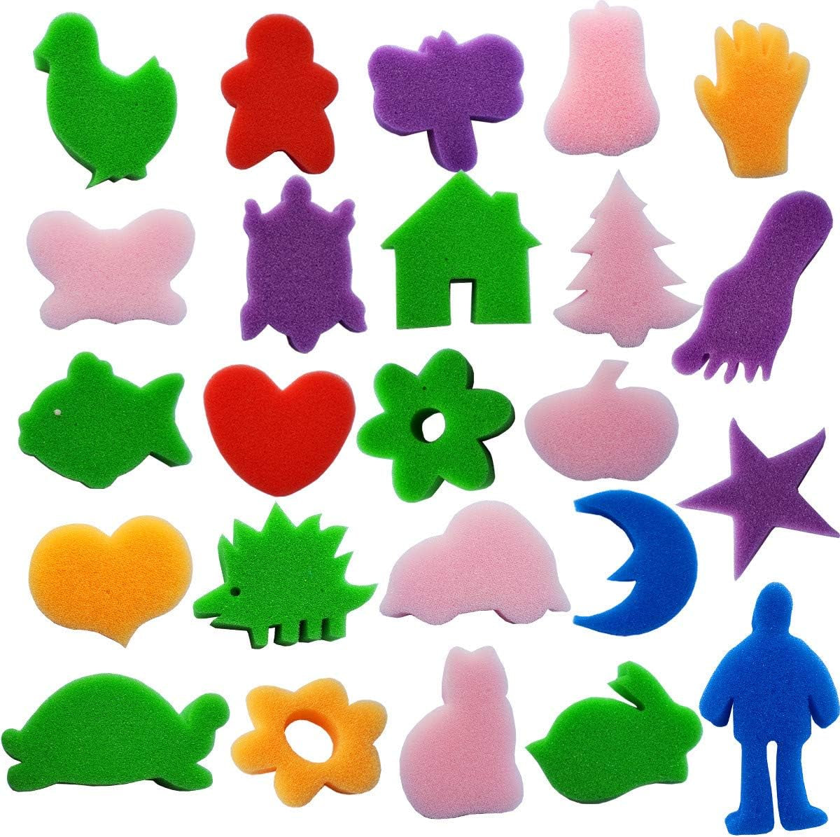 53 Pcs Paint Sponge Brush Sets, Kids Art Tool Kits, DIY Crafts Drawing Tools,Round Sponges,Color Randomly