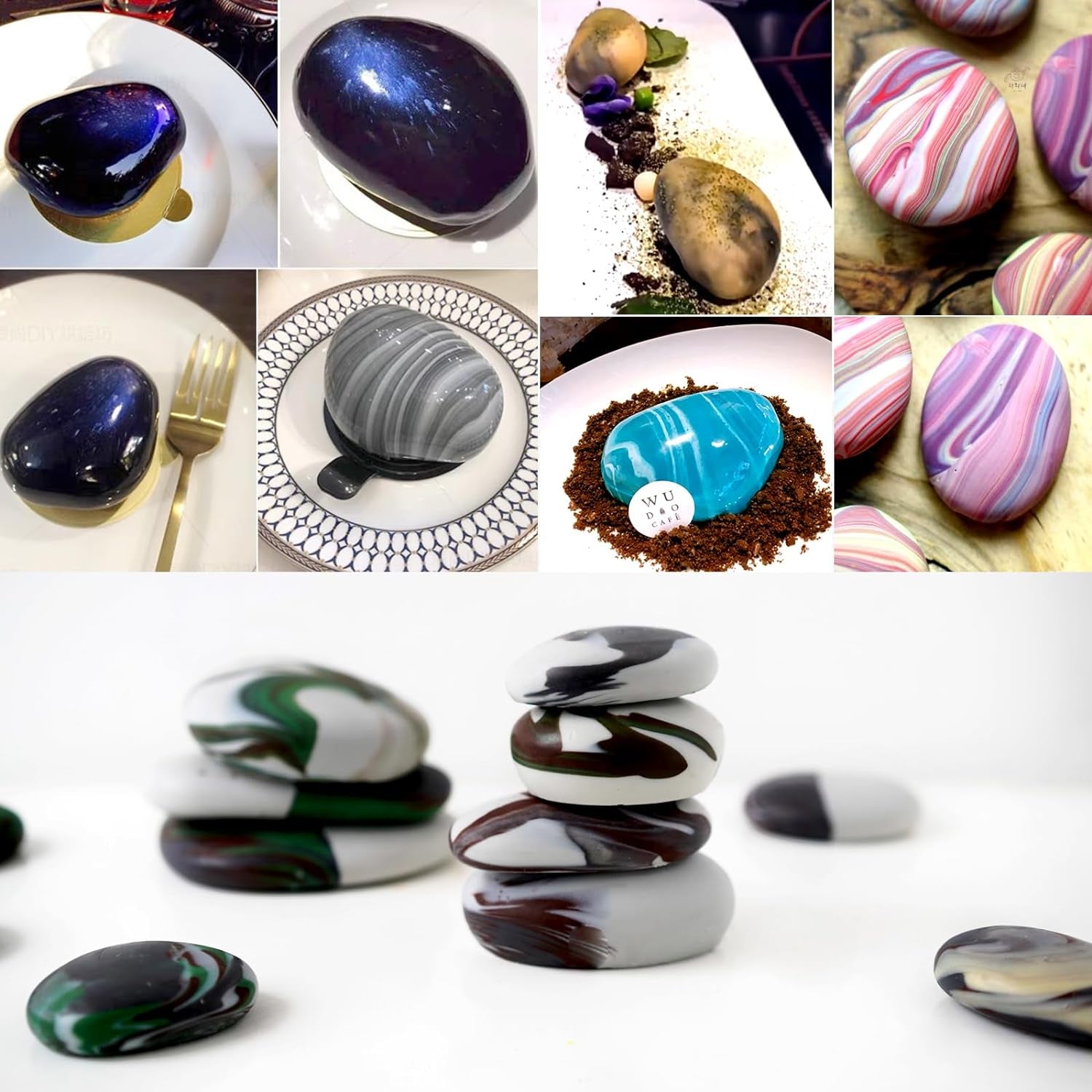 Pebbles Molds, 3D Pebbles Stone Silicone Molds for Baking French Dessert Mousse Cake or Candle Soap Plaster Concrete Art Paint Rocks Gift