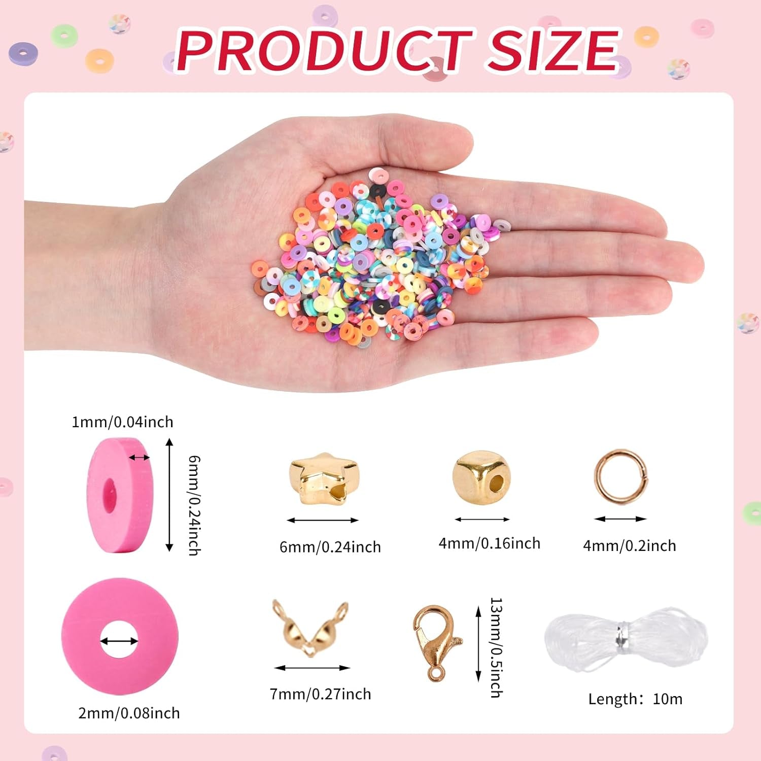 16860 Pcs Clay Beads Bracelet Making Kit, 128 Colors Polymer Beads Spacer Heishi Beads, Flat Preppy Beads for Jewelry Making Kit with Charms, DIY Crafts Gift