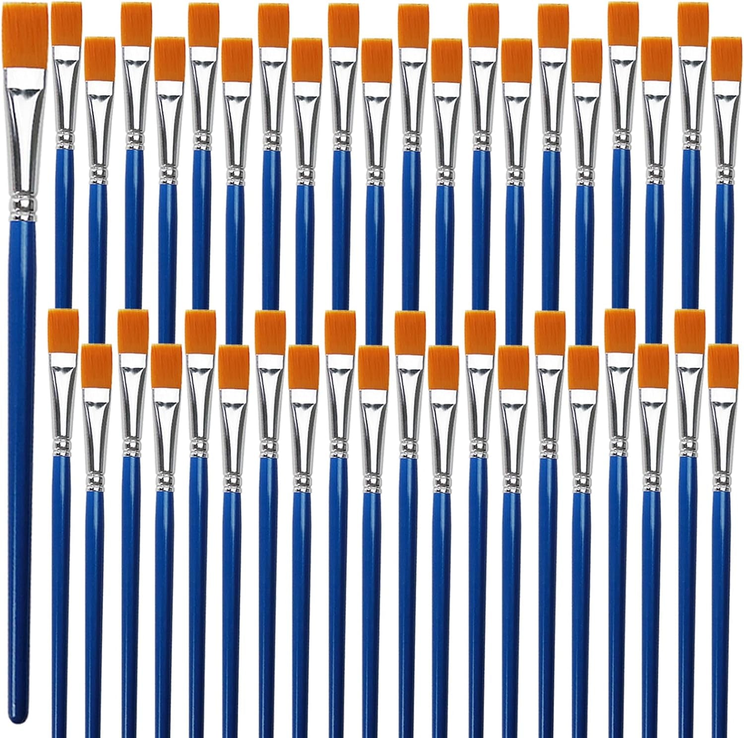 1 Inch Flat Paint Brushes for Acrylic Painting,12 Pieces Large Synthetic Paint Brushes Bulk with Wooden Handle for Acrylic, Watercolor, Oil, Crafts, Face Body Art