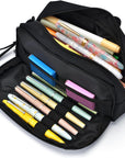 Hongdian Large Capacity Pencil Case Black Color, 3D Cat Pen Bags Pencil Pouch Organizer for Office College School