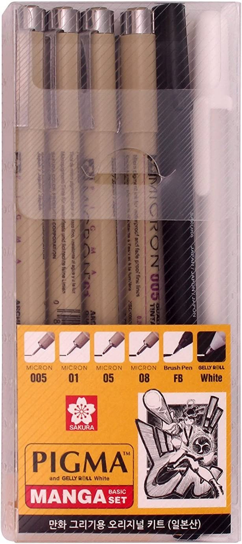 Pigma Manga Basic Set (005, 01, 05, 08, FB, White)