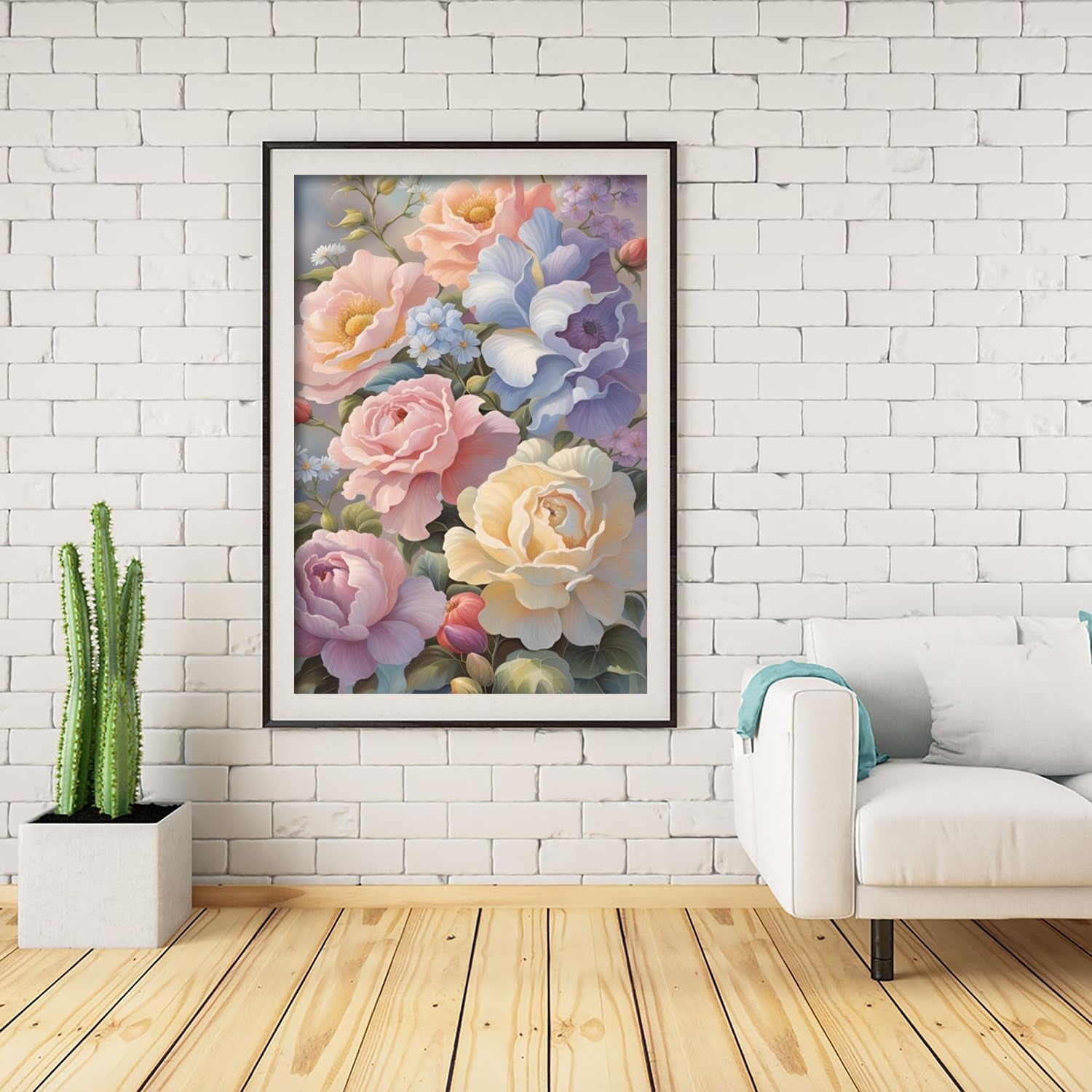5D Flower Diamond Painting Kits for Adults, DIY Rose Diamond Art Kits, round Full Drill Gem Arts and Crafts Kits for Home Wall Decor Present(16X12Inch)