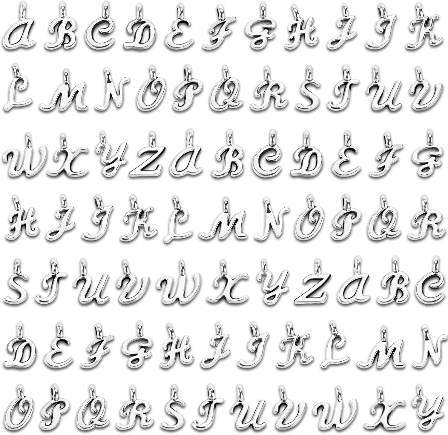 156PCS ABC Letter Charms, Mini A-Z Alphabet Bracelet Necklace Pendants with 200PCS Open Jump Rings for DIY Jewelry Making