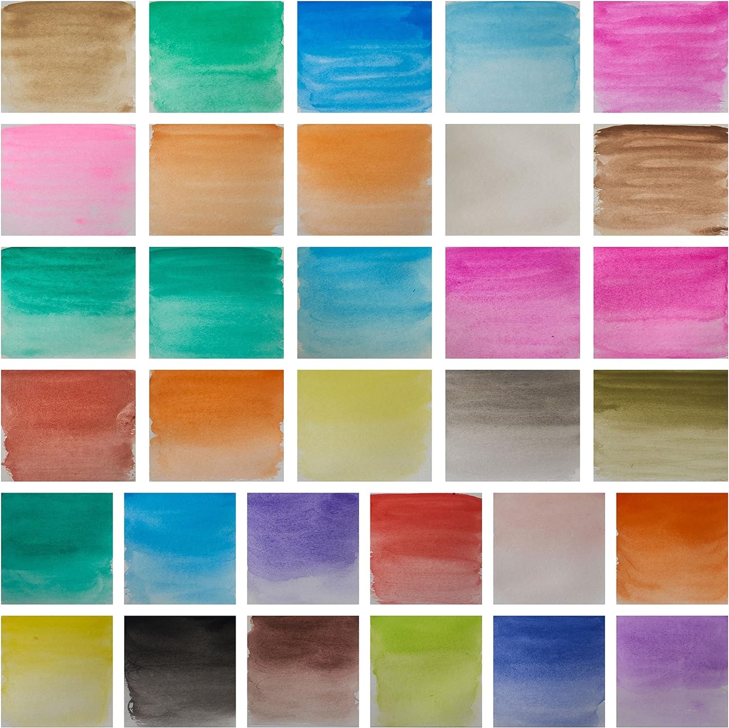 36 Color Watercolor Pan Set with Natural Hair Brush Necessities - Watercolor Set for Students, Teachers, Artists - 1 Pack