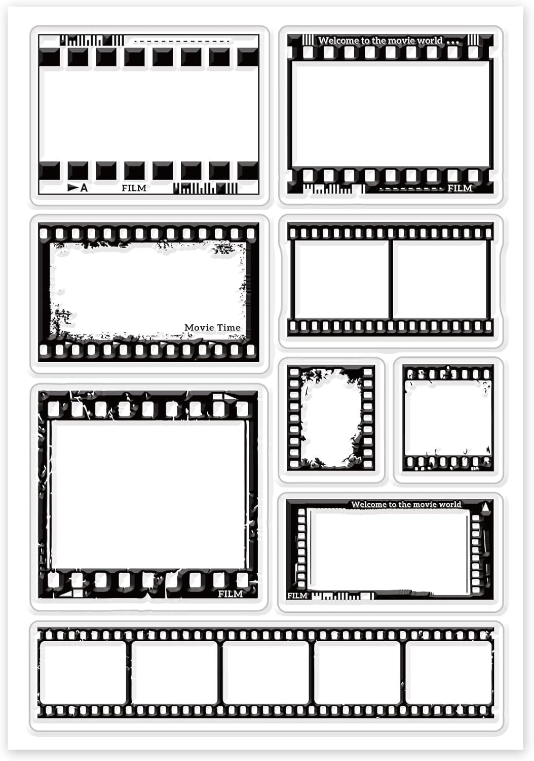 Film Reel Clear Stamp Vintage Film Style Transparent Silicone Stamp Cinematic Look Rubber Stamp for Scrapbook Journal Card Making