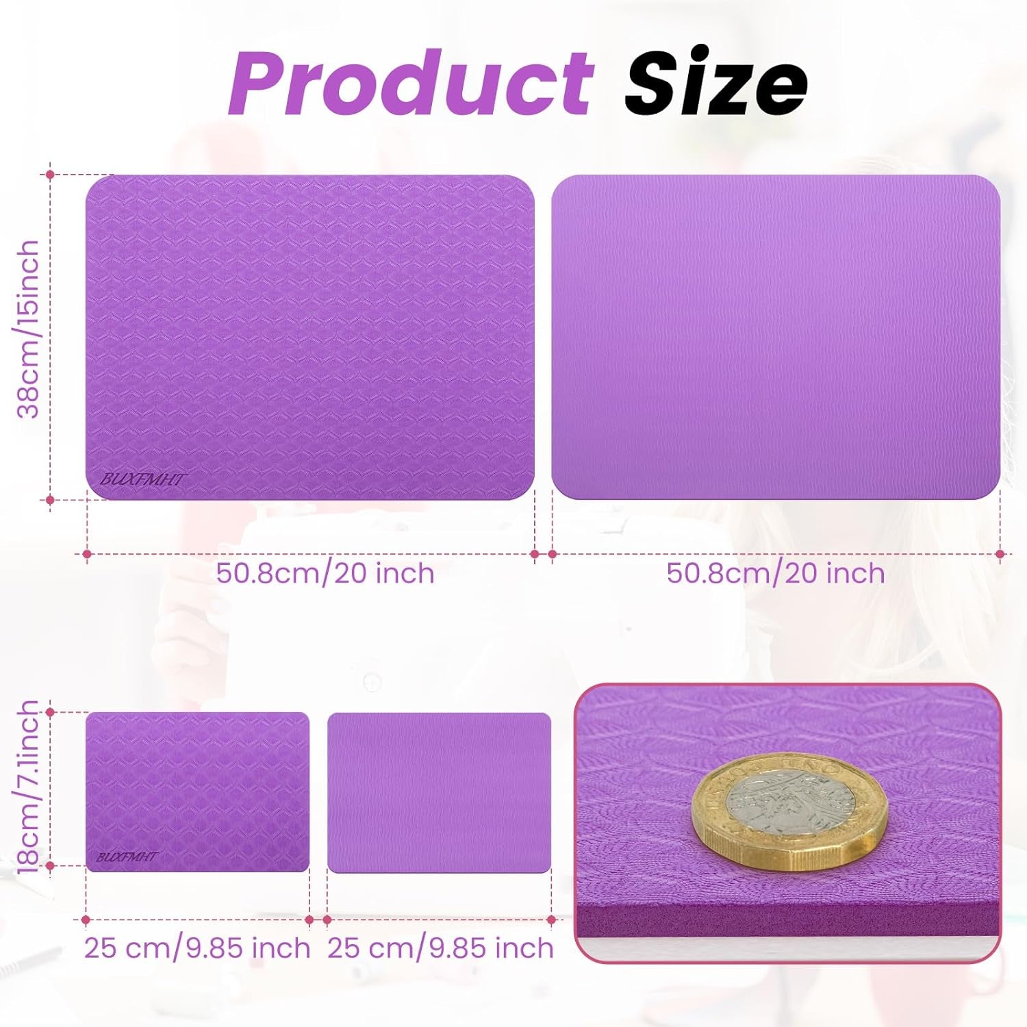 Sewing Mat Set, Sewing Machine Muffling Mat, Reduce Sewing Machine & Pedal Vibrations, Movement and Slipping, Sewing Machine and Sergers Accessory (2-Piece Set) (Purple)