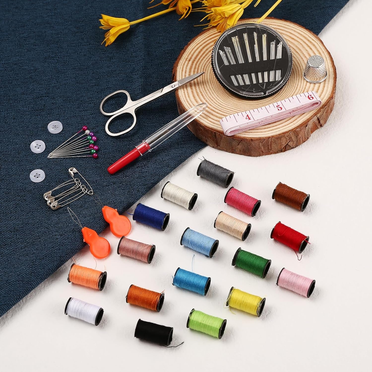 Mini Travel Sewing Kit,  DIY Premium Sewing Supplies,Basic Sewing Kit for Adults,Beginners,Home,Emergency Filled with Repair Kit and Sewing Needles,Thread,Scissors,Thimble,Tape Measure Etc