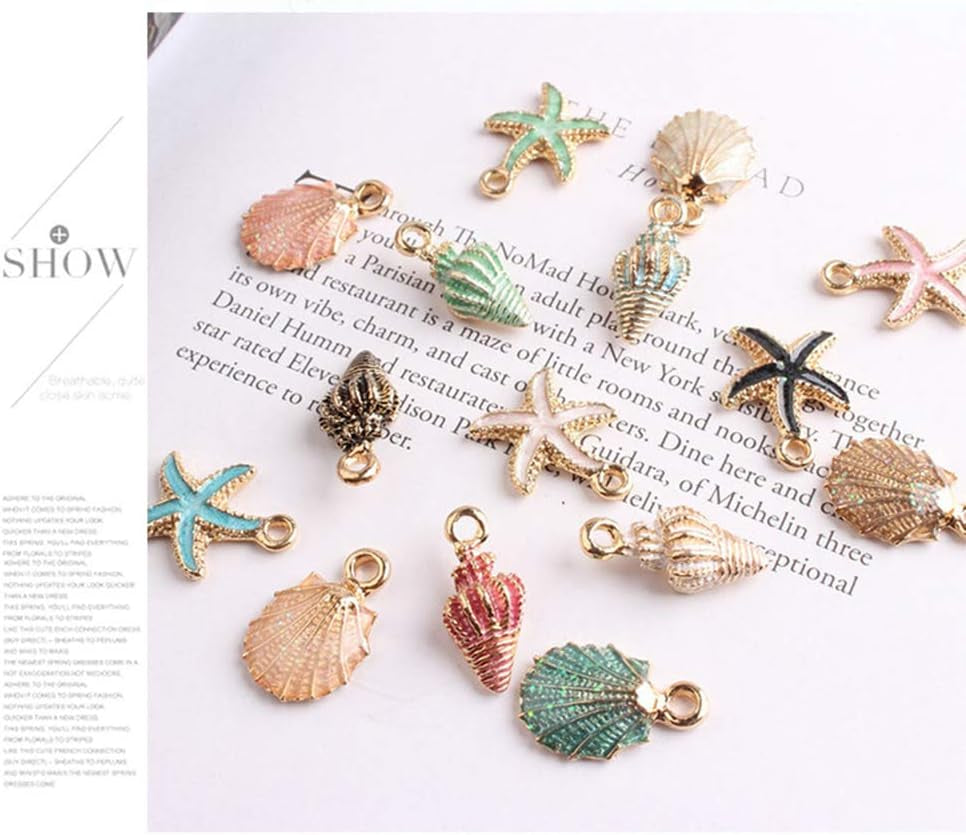 20Pcs Mixed Alloy Metal Shell Pendant Conch Starfish Charms for Jewelry Making Fit DIY Handmade Earring Necklace