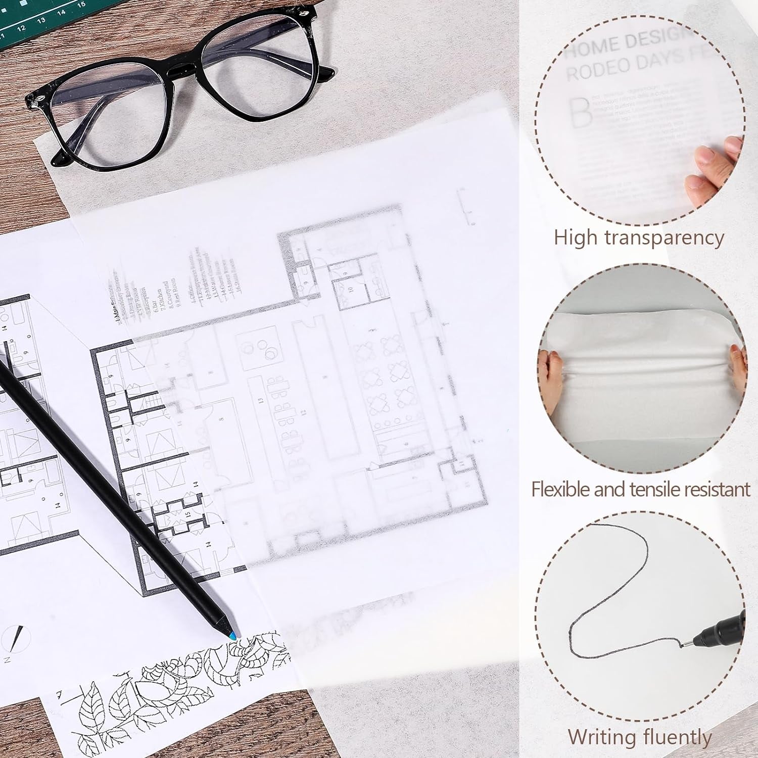 Tracing Paper Roll 15In X 45Yd White Trace Paper Translucent Tracing Paper Pattern Paper for Sewing, Drawing, Sketching, Trace, Craft