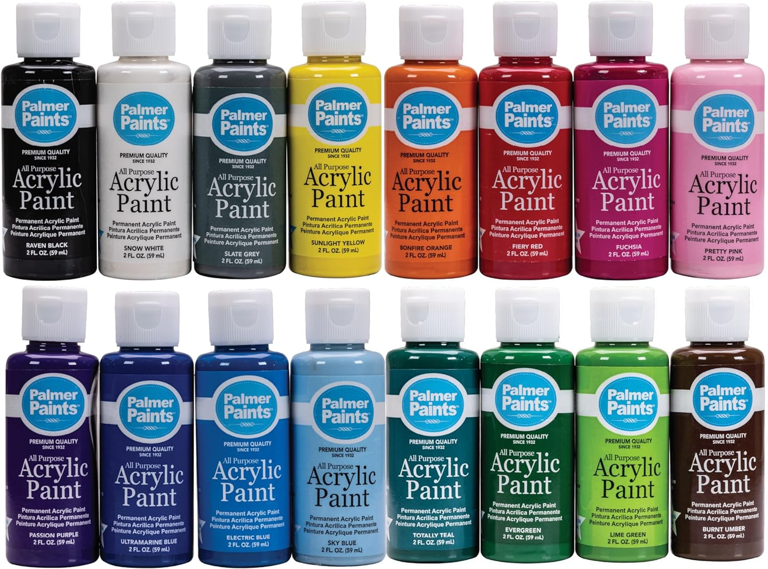 Palmer 2Oz 16 Color Acrylic Paint Set, Perfect Color Selection