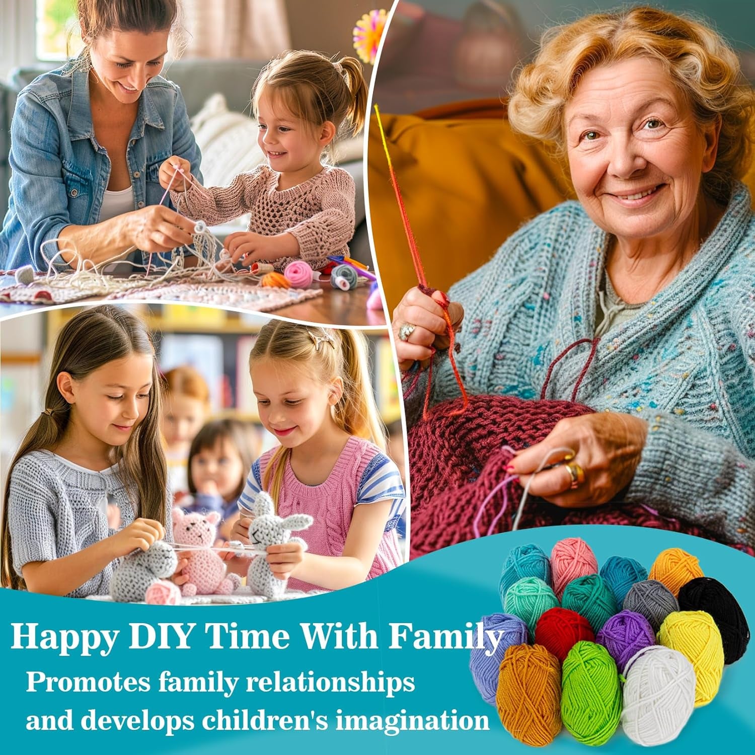 15X20G Acrylic Yarn for Crocheting - Soft Knitting Yarn for Crafts Multicolor Yarn Skeins for Crocheting DIY Yarn Bulk for Handicraft Knitting Yarn Scarves Gift for Beginners Adults