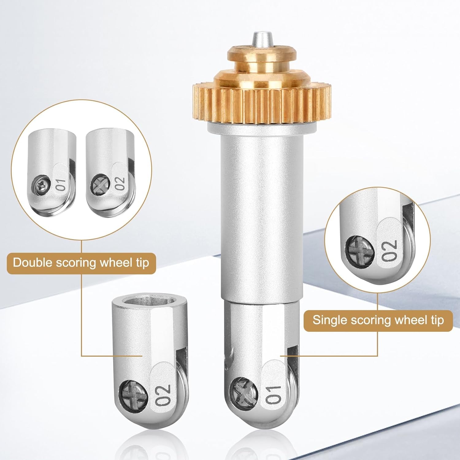 Scoring Wheel Set Compatible with Maker/Maker3, Includes Single Scoring Wheel Tip, Double Scoring Wheel Tip and Drive Housing for Exchange, for Making Cards, Tags and 3D Home Decor, Etc