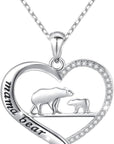 Sterling Silver for Mom Necklace Mothers Day Gift Mama Bear Pendant Necklace or Bracelet for Mum