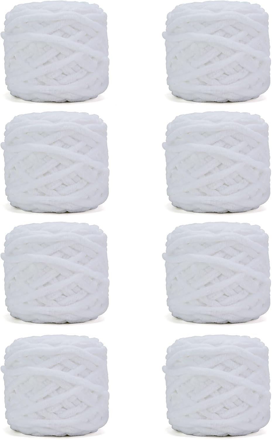 Blanket Yarn 3 Pack of 100G/3.5Oz - White Chenille Yarn 6 Super Bulky - Knitting, Crocheting &amp; Crafts Chunky Yarn