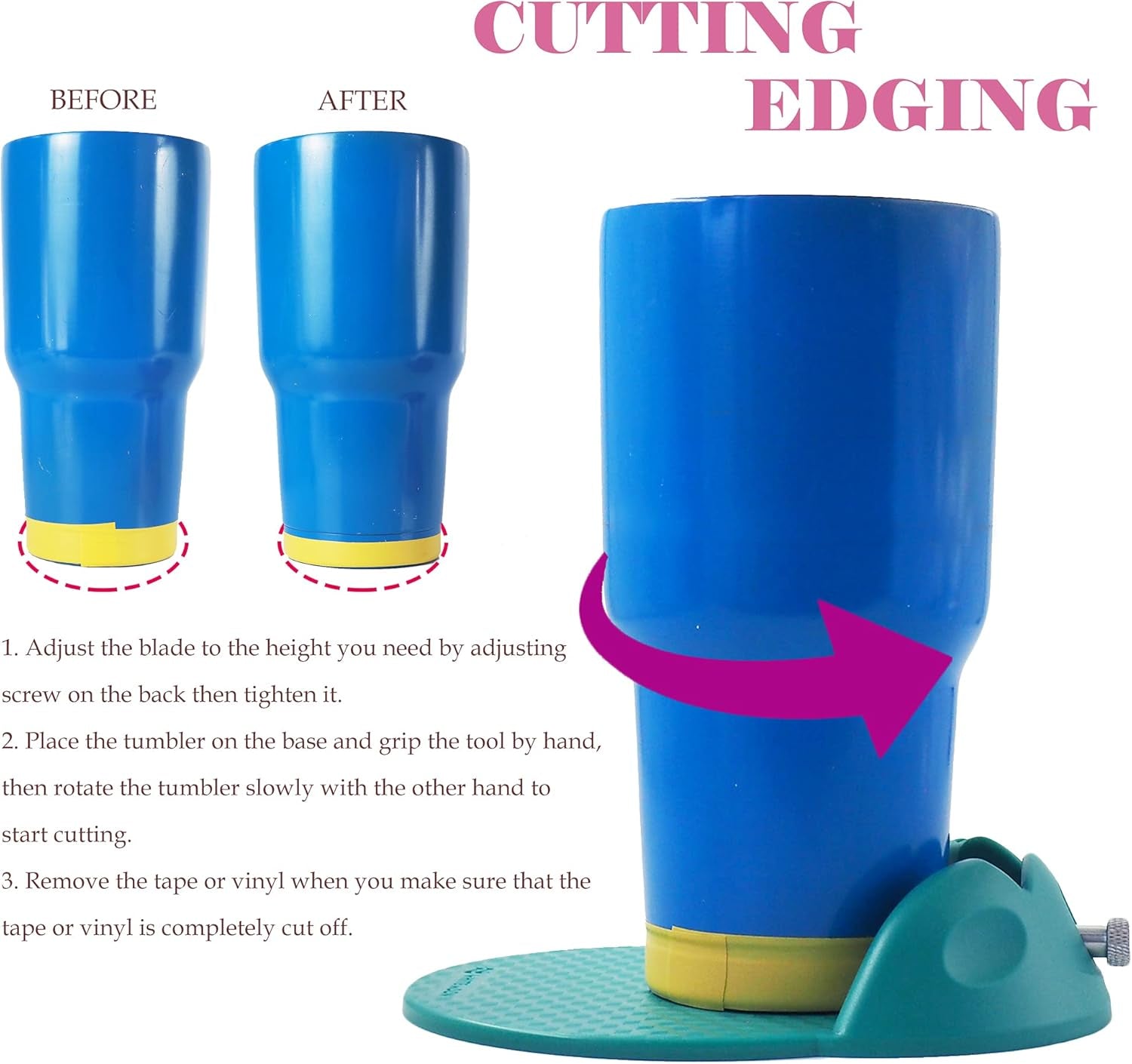 2-In-1 Cup Edging Tool, Cup Edger Cutting for Custom Tumblers, Tool for Drawing Level Line of Split Tumbler Cups (Teal)