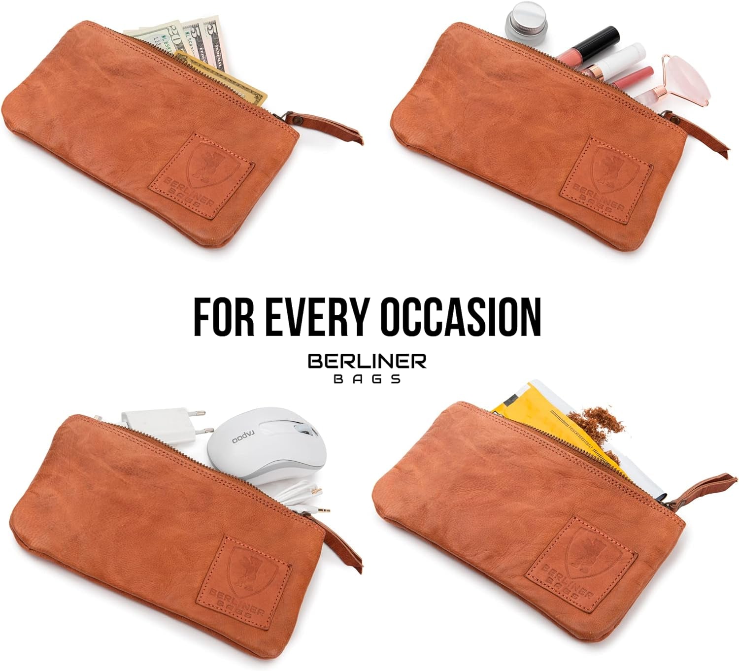 Vintage Leather Pencil Case, Pen Pouch for Work and University or for Tobacco, for Men and Women - Brown