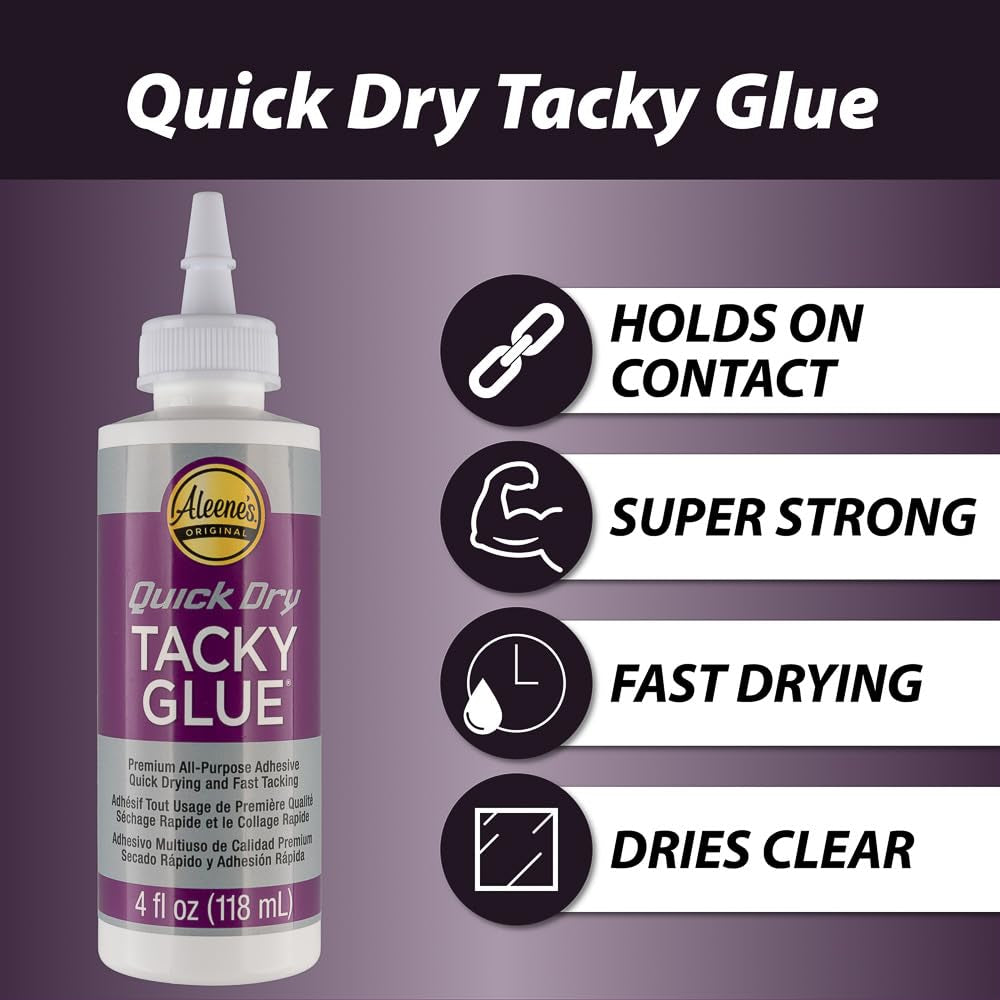 Quick Dry Tacky Glue – Dries Clear– 4 OZ – Single