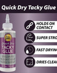 Quick Dry Tacky Glue – Dries Clear– 4 OZ – Single