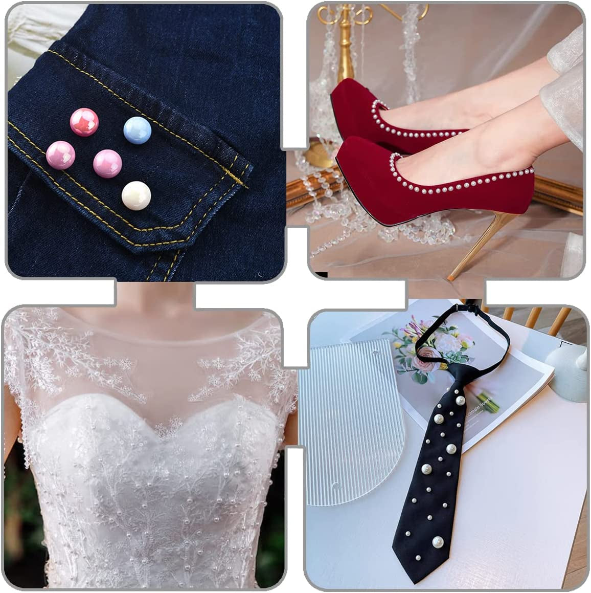 Pearl Handmade Setting Machine with 5 Sizes of round Pearl ABS Beads Rivet Studs and 900 Pcs Nailheads Spots Studs Kit for Hats Shoes Clothes Bags Skirts Beads DIY Accessories