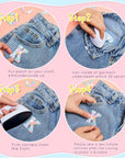 104 Pcs Pearls Rhinestone English Patches A-Z Glitter Pearl Sew on Patches Iron on Letters for Clothing Alphabet Applique Pearl Beaded Letter Patches for DIY Crafts Clothes, 4 Styles