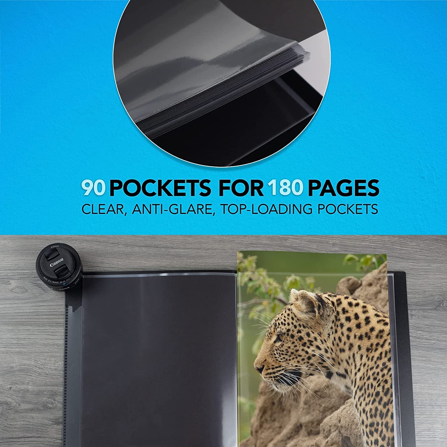 Original Art Profolio 8.5X11 Black Art Portfolio Binder with Plastic Sleeves with 180 Pages - Portfolio Folder for Artwork with Clear Sheet Protectors - Presentation Book for Art Display