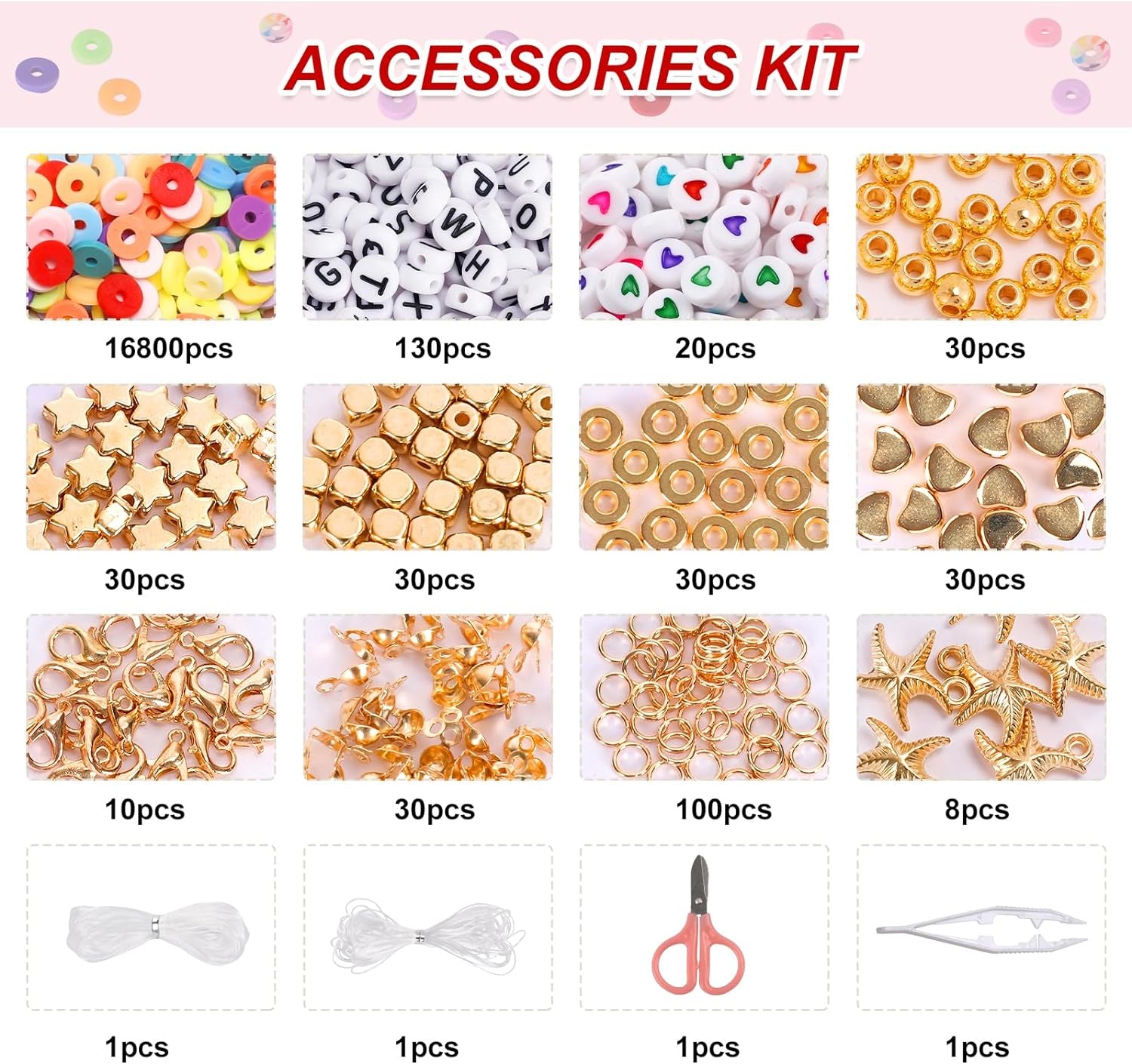 16800Pcs Clay Beads Bracelet Making Kit, 168 Colors Polymer Beads Spacer Heishi Beads, Flat Preppy Beads for Jewelry Making Kit with Charms, DIY Crafts Gift
