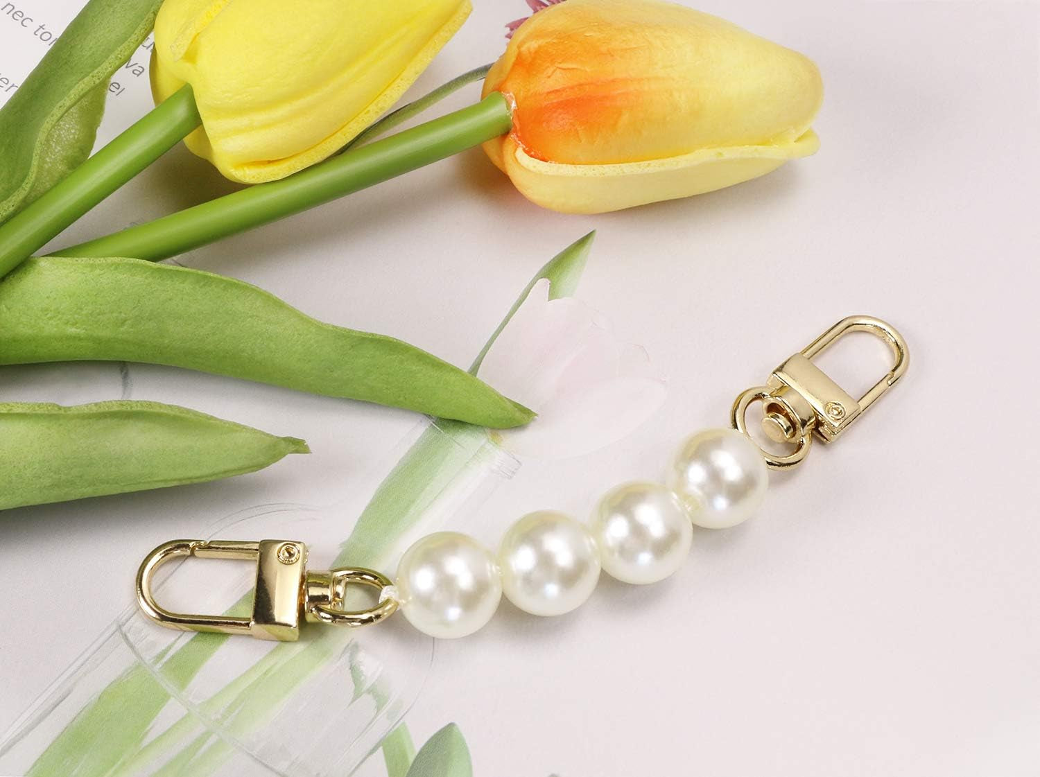 Bag Strap Extender  2Pcs 4.7 Inch Short Faux Pearl Purse Chain Strap Replacement for Shoulder Cross Body Bag Handbag Crafts (12 Cm)