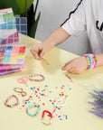21600 Pcs Clay Beads Bracelet Making Kit, 144 Colors 6 Boxes Polymer Heishi Clay Beads for Jewelry Making, Flat round Beads with Letter Beads Charms Elastic String Gifts for Kids Ages 6+