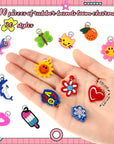 210 Pcs Silicone Bracelet Charms Rubber Bracelet Charms Small Bracelets Pendants Loom Pals Charms Loom Rubber Bands Making Kit for Jewelry Necklace DIY Charm Bracelets, 30 Styles