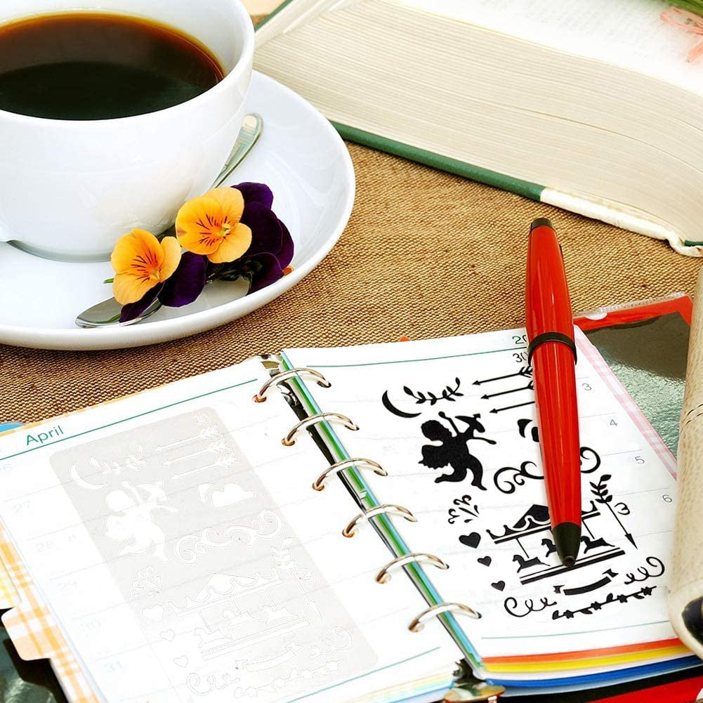 36 PCS Plastic Journal Stencils for Bullet Junk Journal Notebook Diary Drawing Scrapbook Journal Stencil Templates 4X7 Inch