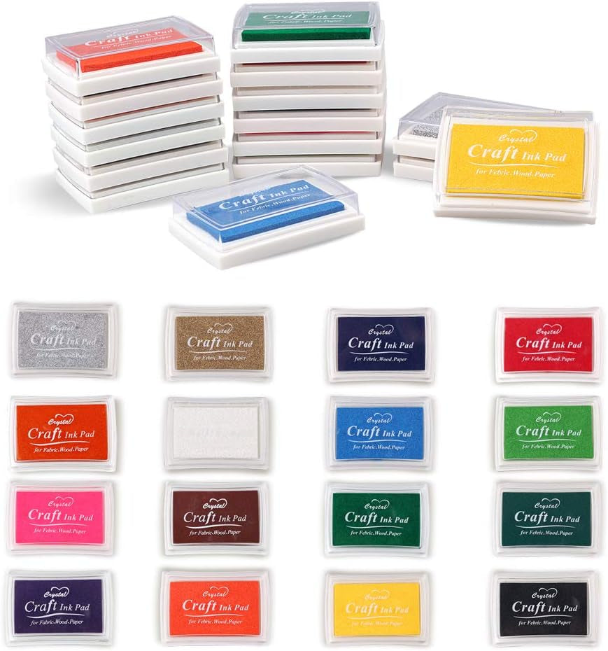 Finger Ink Pads for Kids Washable Craft Ink Stamp Pads, 16 Color DIY for Rubber Stamps, Paper, Scrapbooking, Wood Fabric, Best Gift for Kids