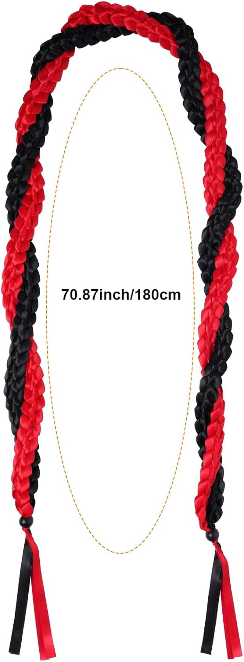 2024 Graduation Ribbon Lei Grad Braided Necklace Graduation Gift with Tassel Adjustable Leis for High School College Bachelor Master Doctor Graduation Party (Black & Red, 1)
