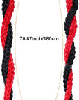 2024 Graduation Ribbon Lei Grad Braided Necklace Graduation Gift with Tassel Adjustable Leis for High School College Bachelor Master Doctor Graduation Party (Black & Red, 1)